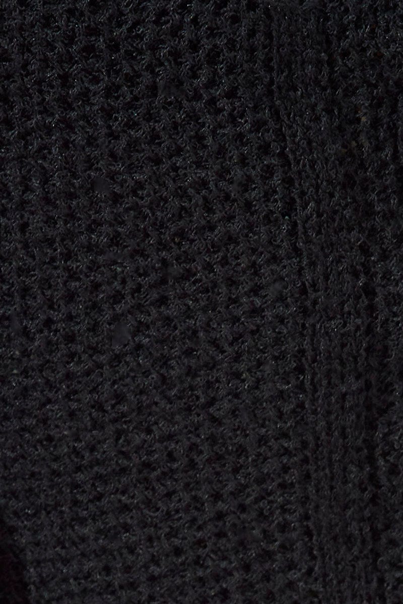 Black Crochet Knit Top