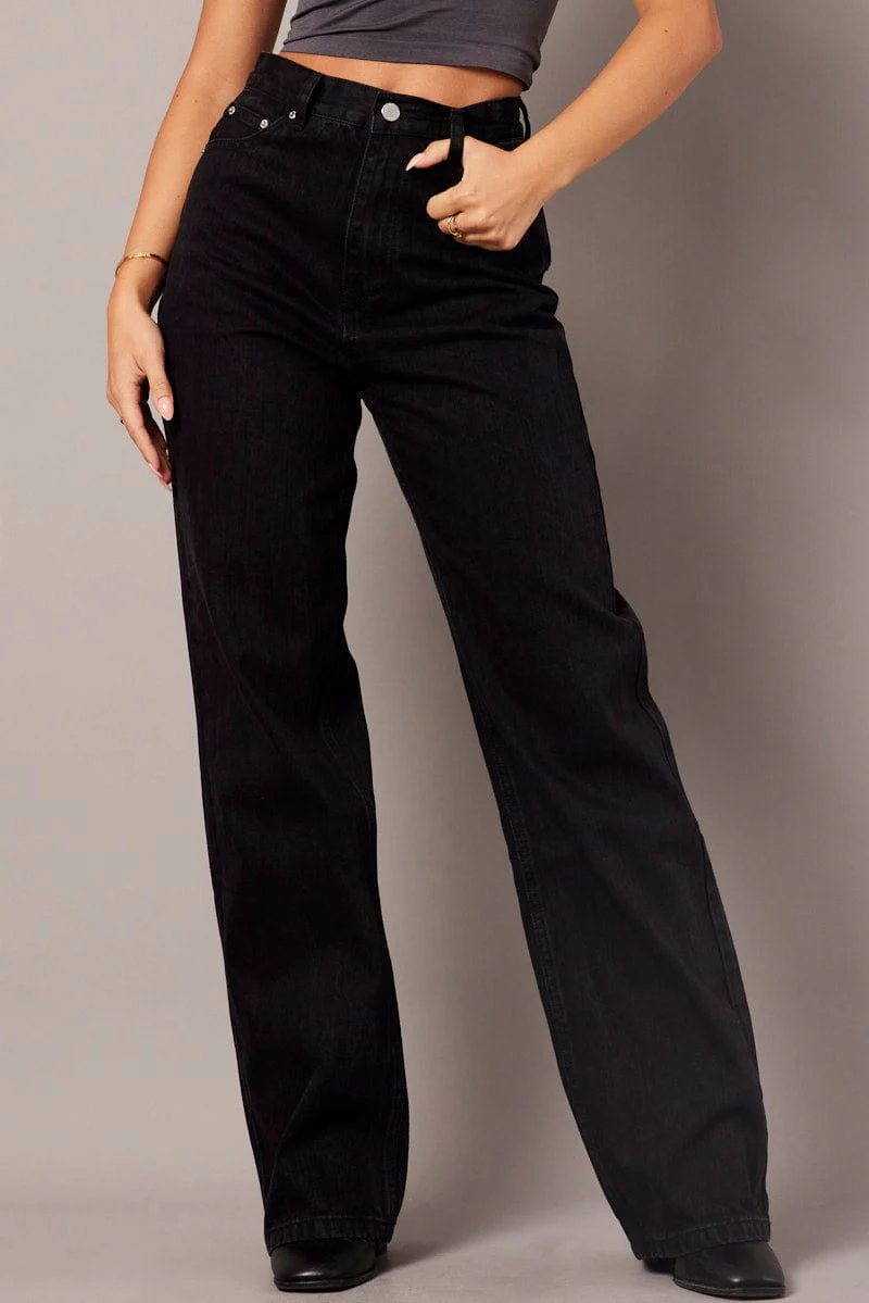 Black Wide Leg Jean High Rise