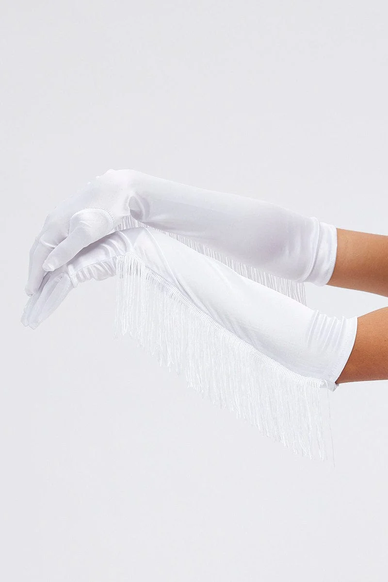 White Tasseled Gloves