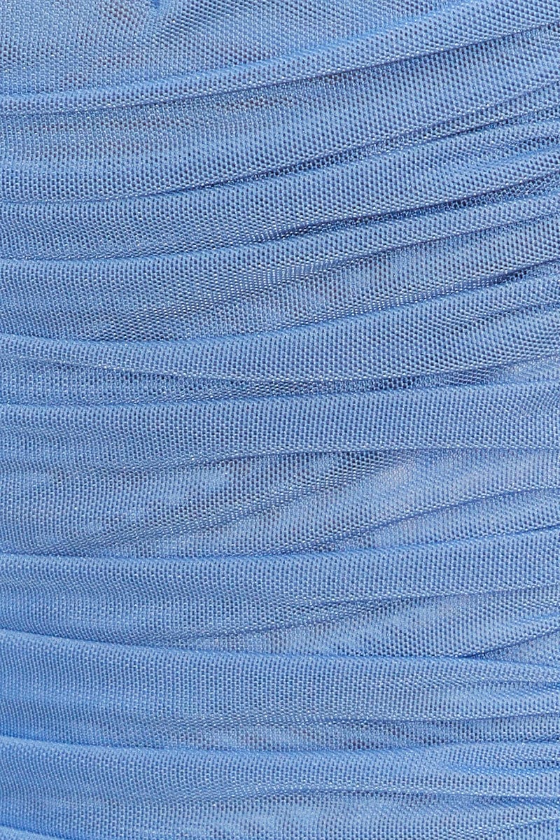 Blue Corset Top Sleeveless Sweetheart Mesh Crop