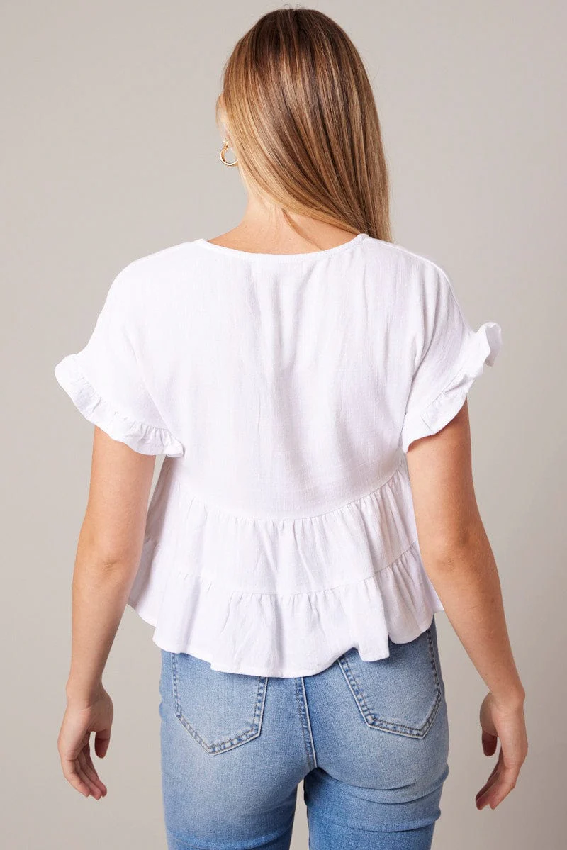 White Tiered Top Short Sleeve