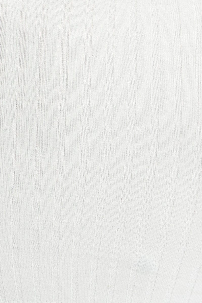 White Knit Top Long Sleeve Crop