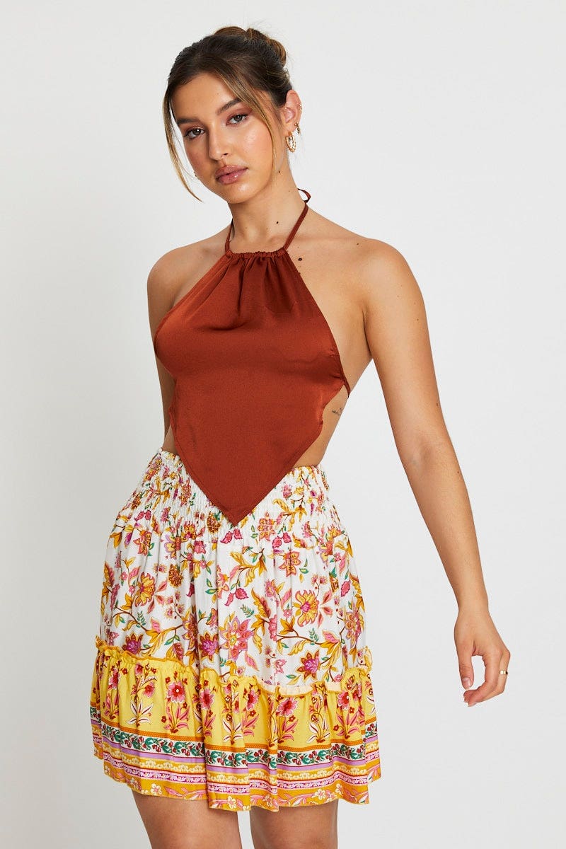 Boho Print Skater Skirt