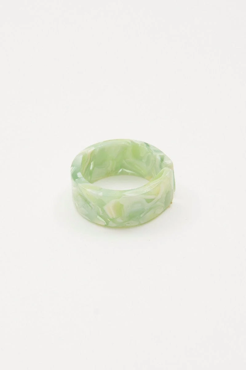 Green Marble Chunky Plastic Ring