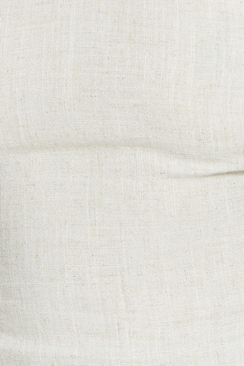 Beige Scarf Top Crop Linen