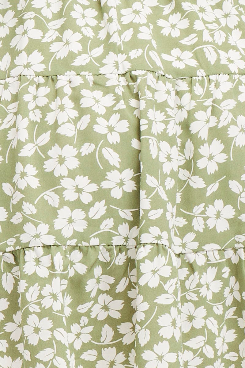 Print Mini Dress Long Sleeve Square Neck