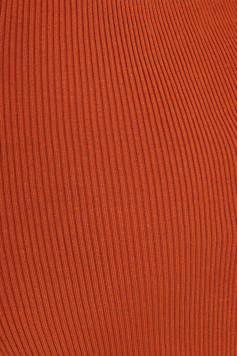 Brown Midi Dress Square Neck Knit