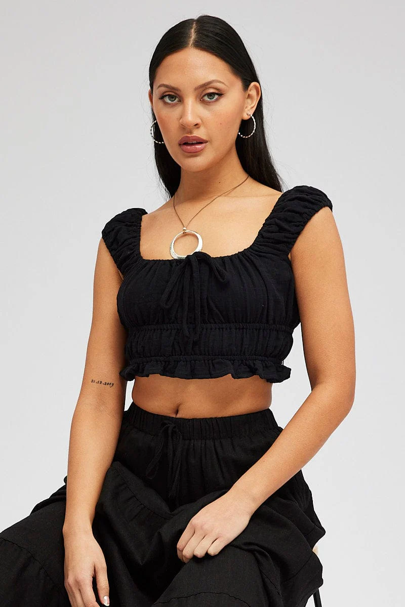 Black Crop Top Short Sleeve