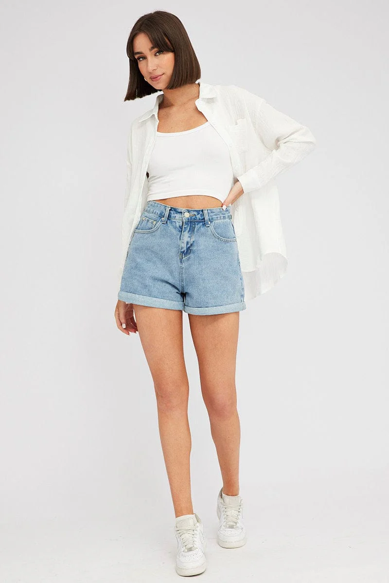 White Oversized Shirt Long sleeve Collared Neck