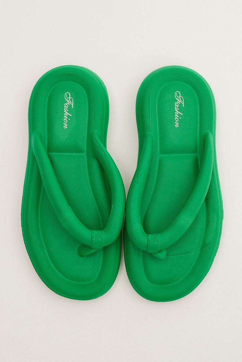Green Chunky Flat Slides