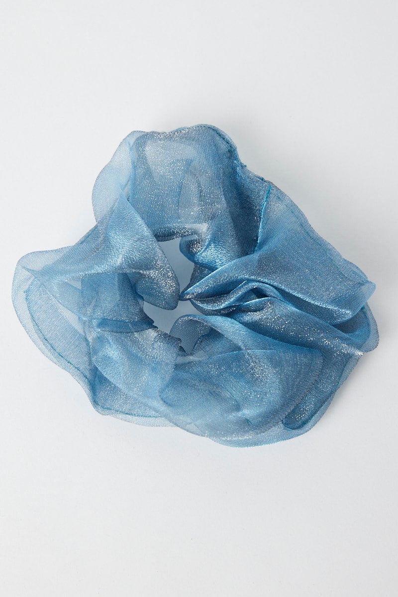 Blue Organza Scrunchie