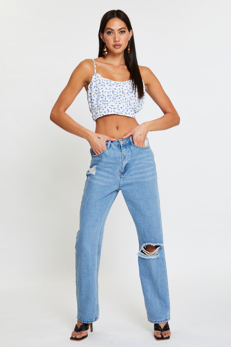 Print Singlet Sleeveless Crop