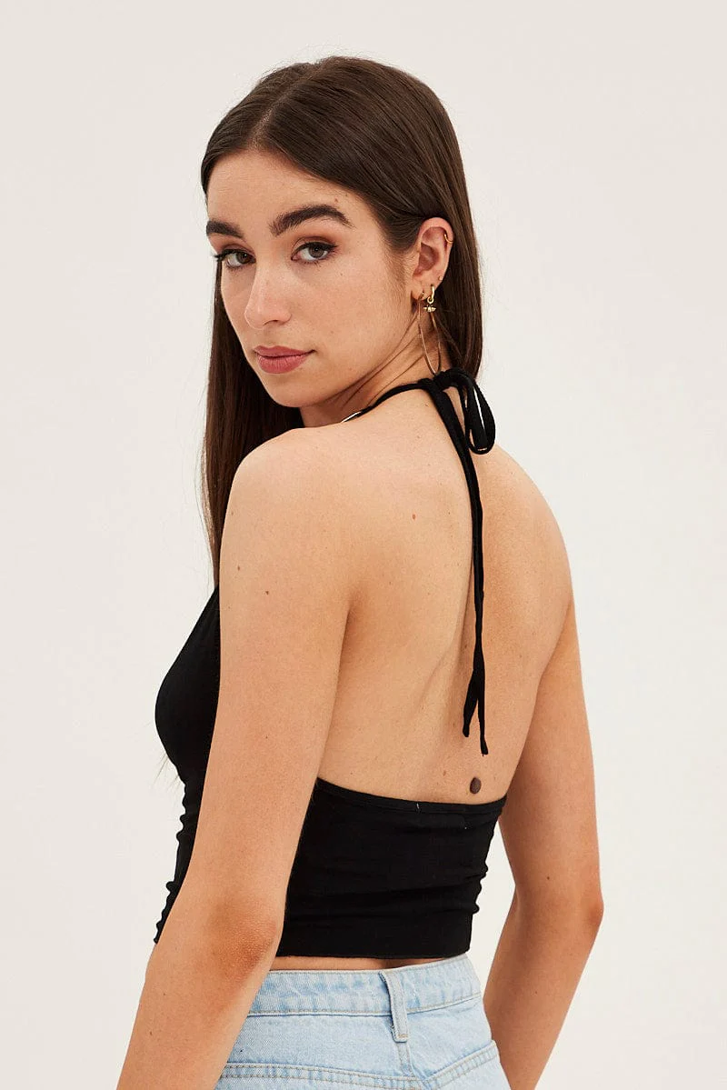 Black Halter Top Jersey