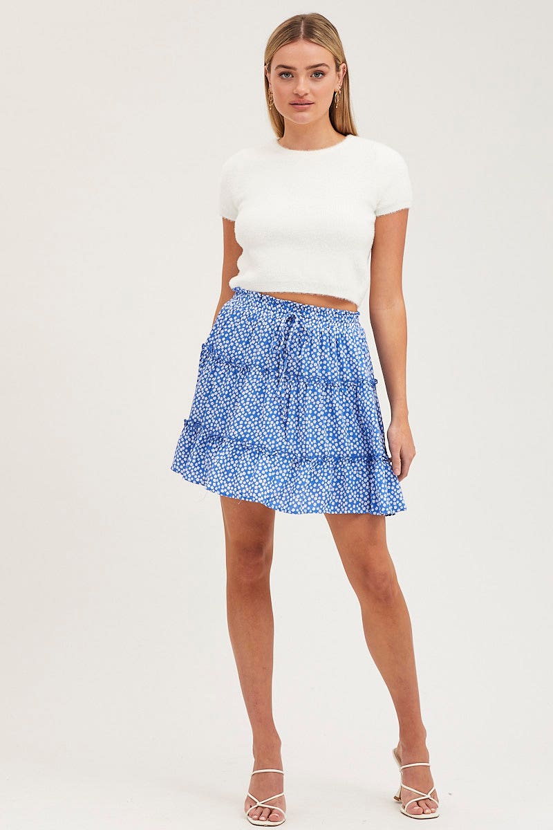 Print Mini Skirt High Rise