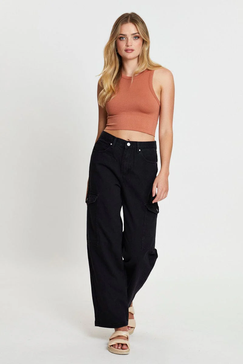 Black Carpenter Denim Jeans High Rise