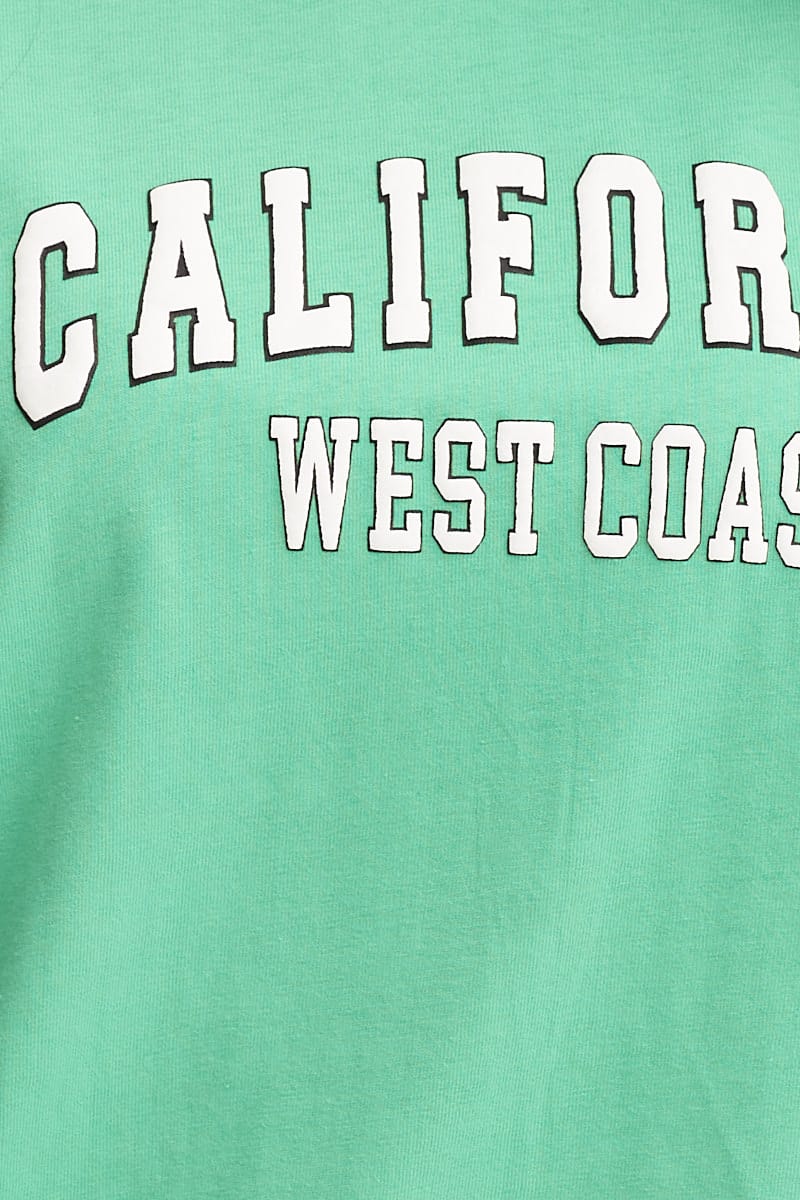 Green Graphic T Shirt Short Sleeve Embroided