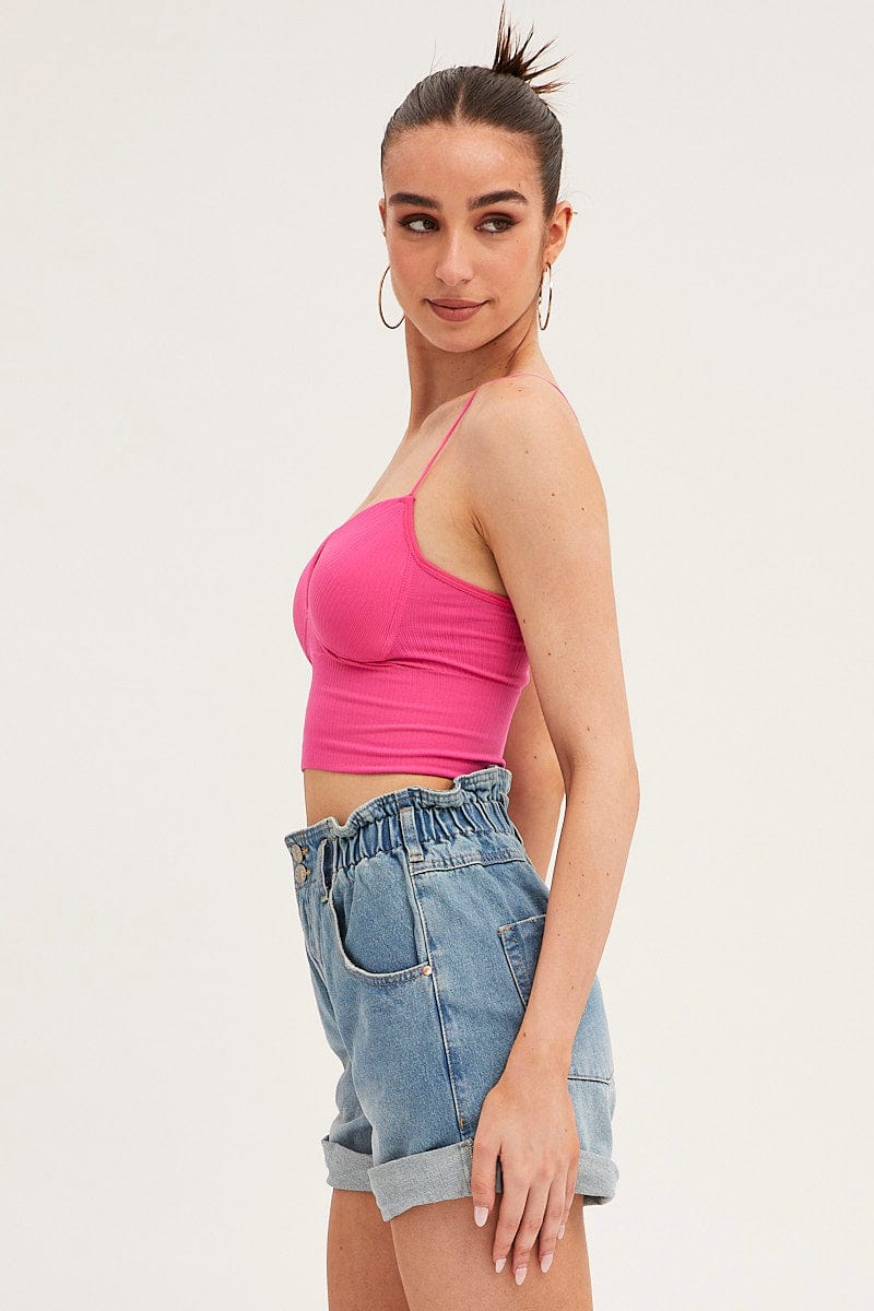 Blue Denim Shorts High Waist Paperbag