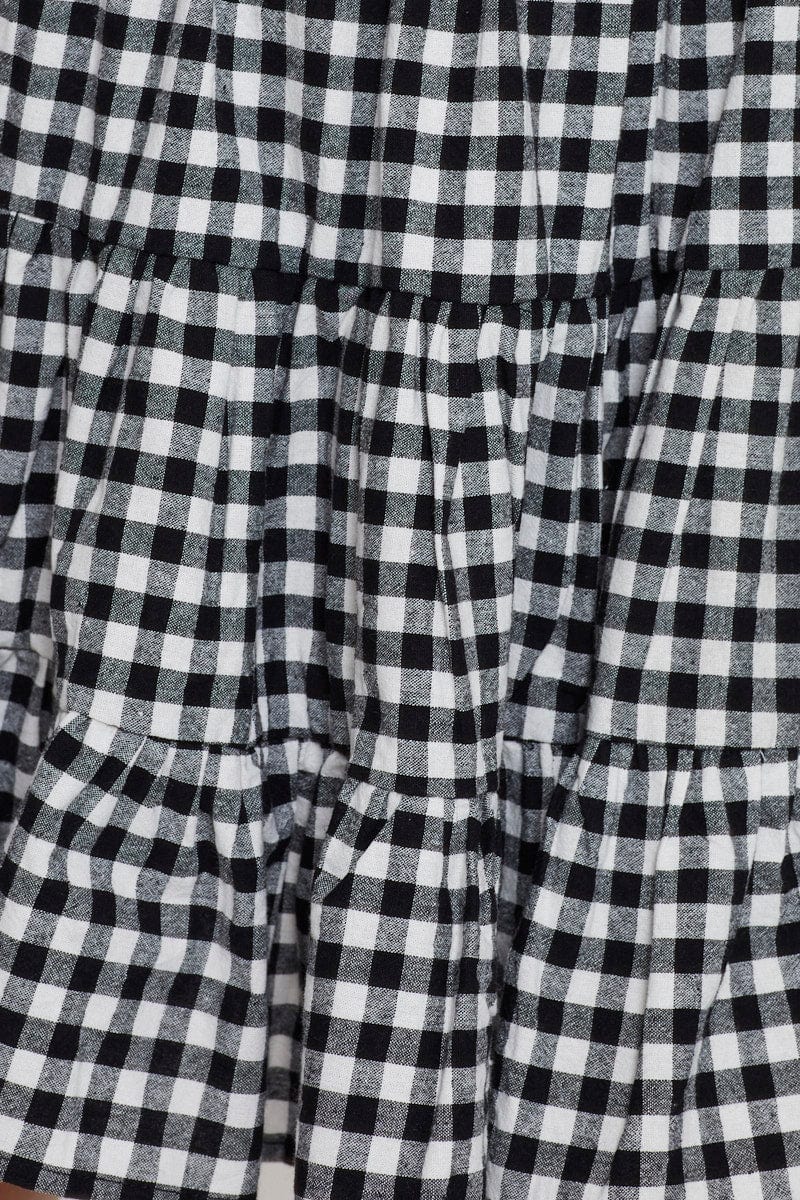 Check Flare Skirt Mini High Rise