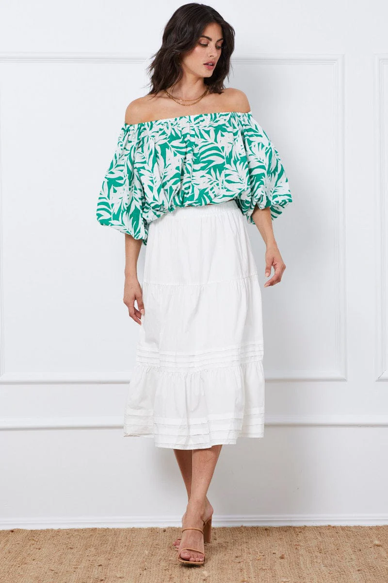 White Tiered Maxi Skirt