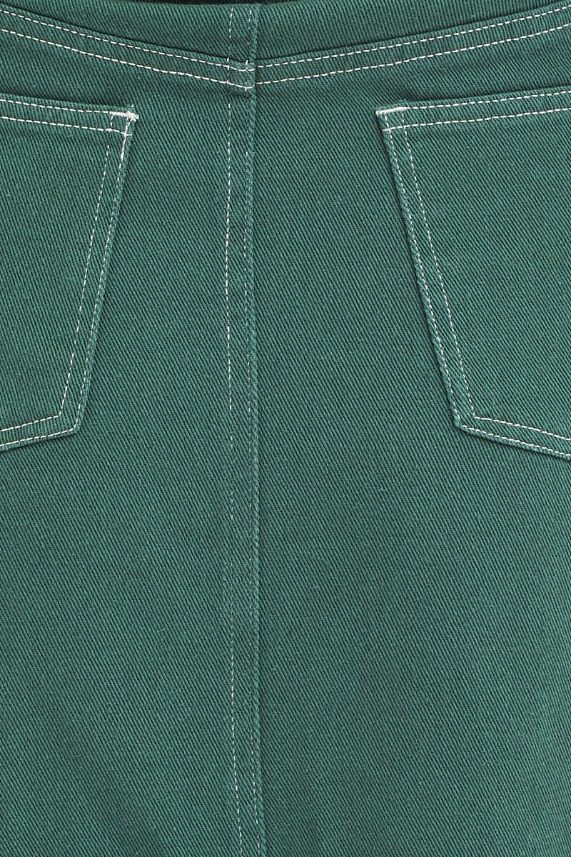 Green Mini Skirt High Rise Fray Hem