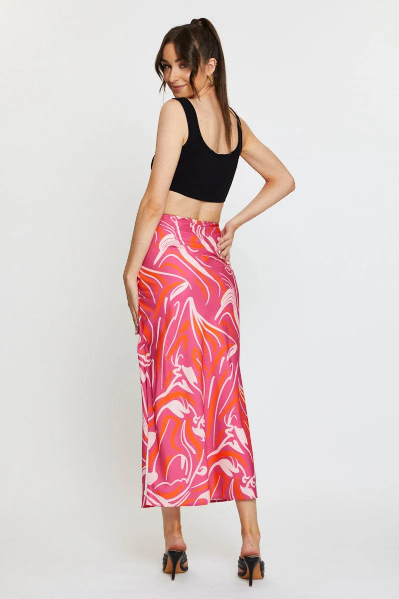 Print Slip Skirt High Rise Maxi