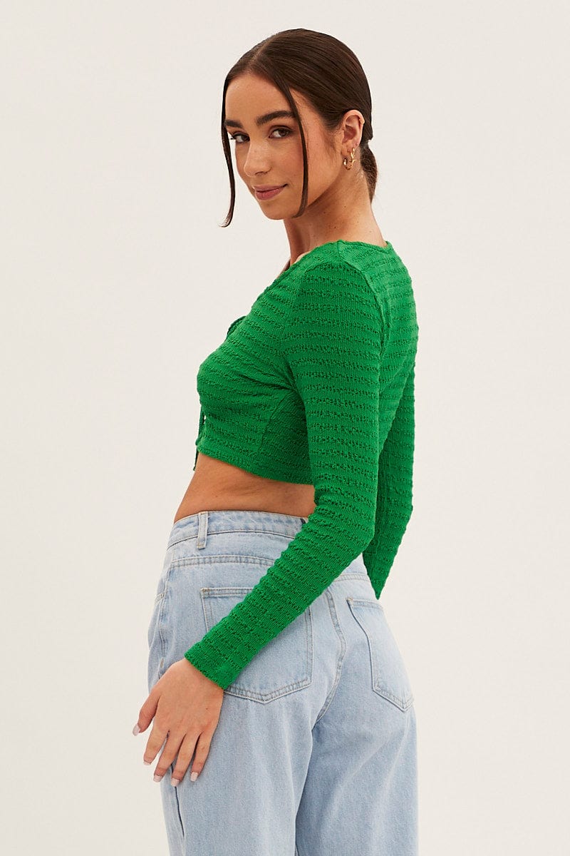 Green Textured Top Front Tie