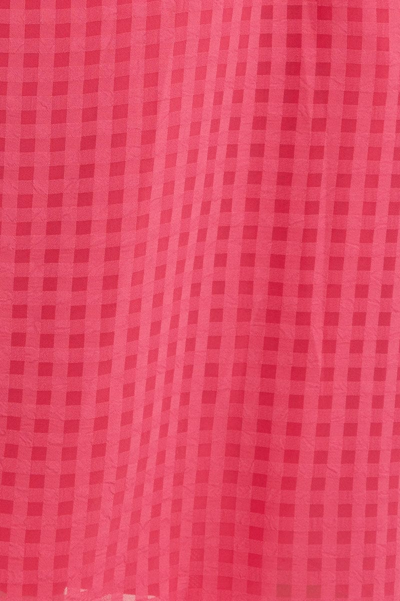 Pink Square Neck Puff Sleeve Skater Dress