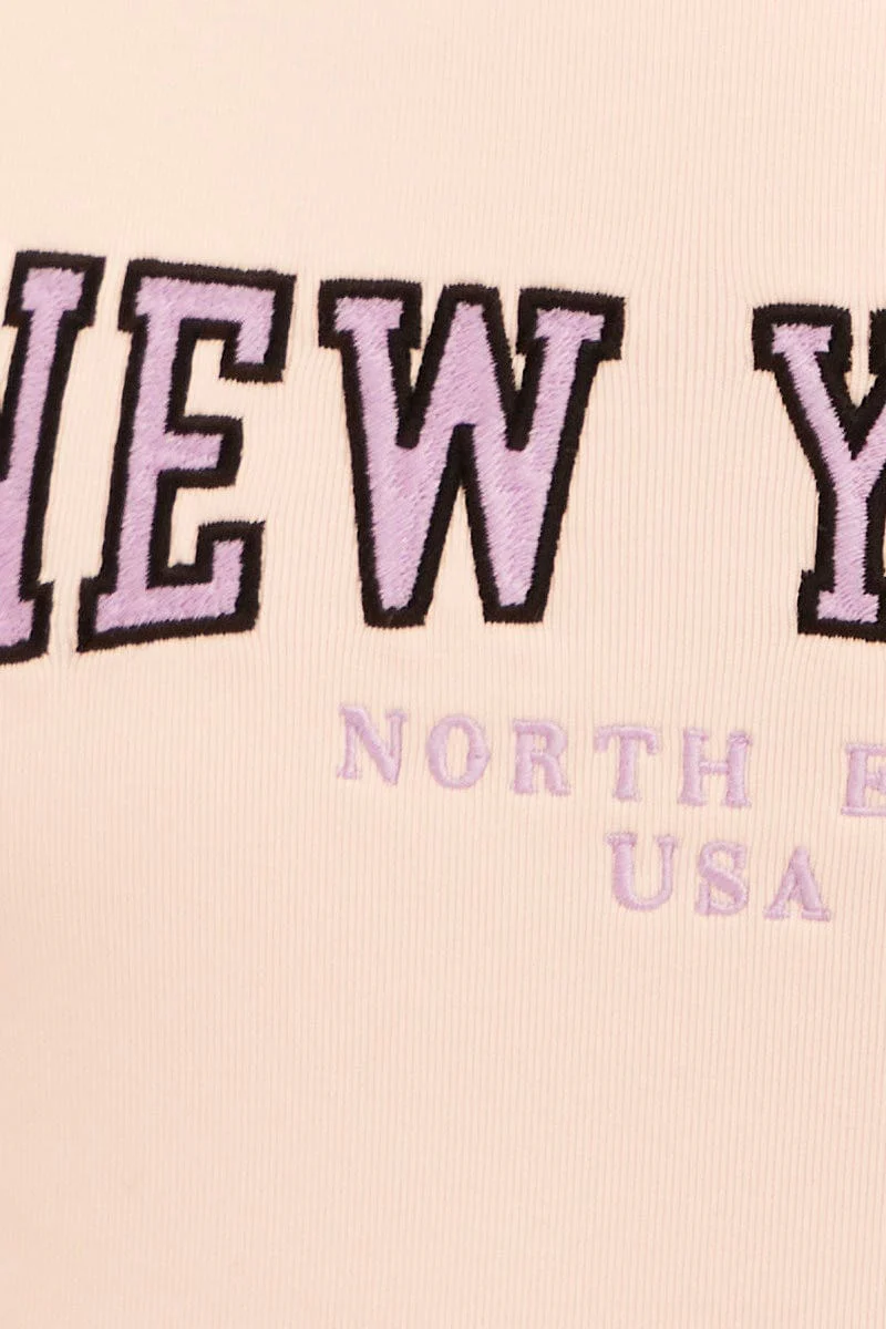 Pink Baby Tee Short Sleeve Crop Round Neck