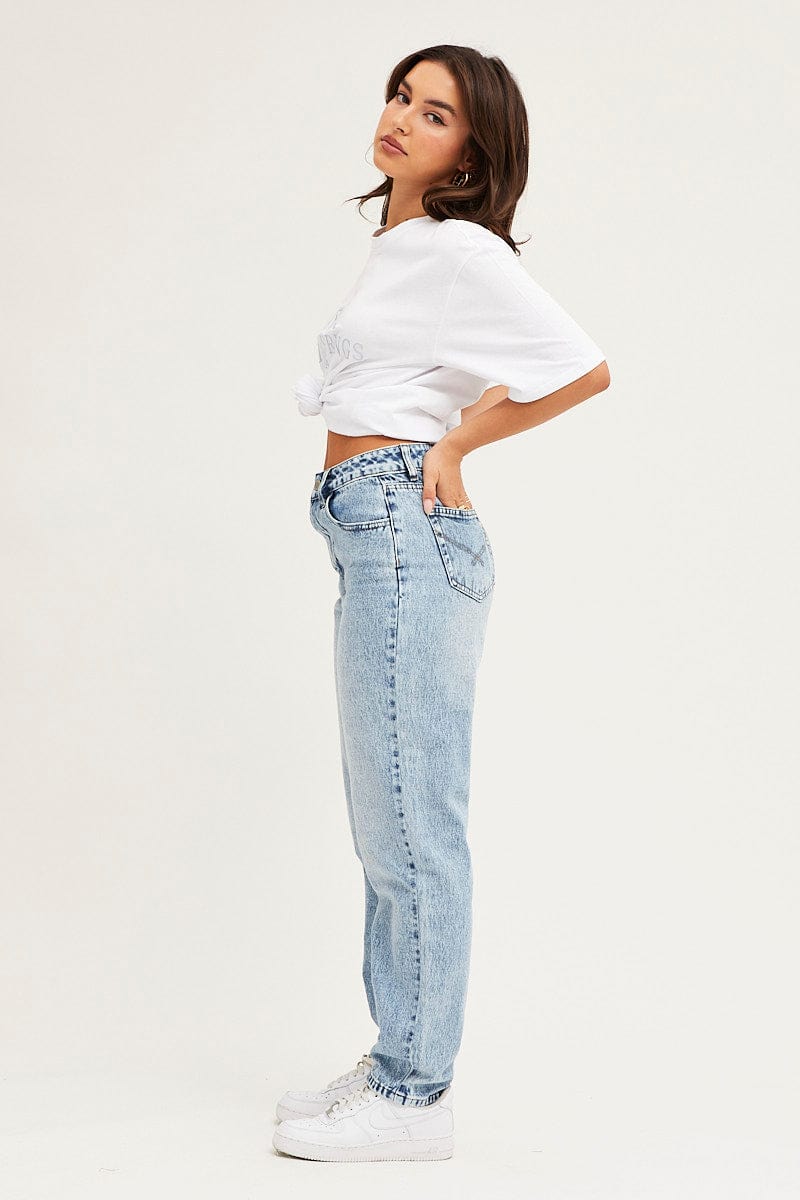 Blue Denim Jean High Rise Straight