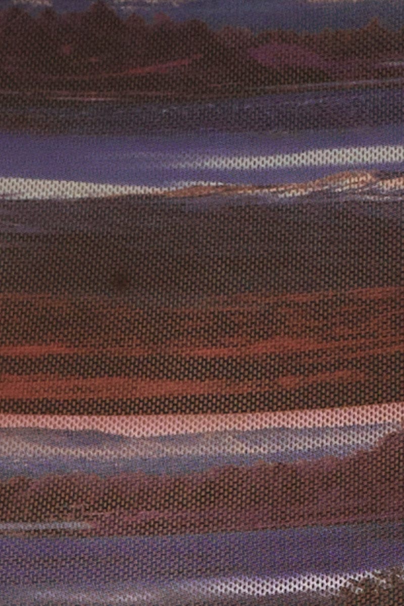 Brown Abstract Abstract Print Top