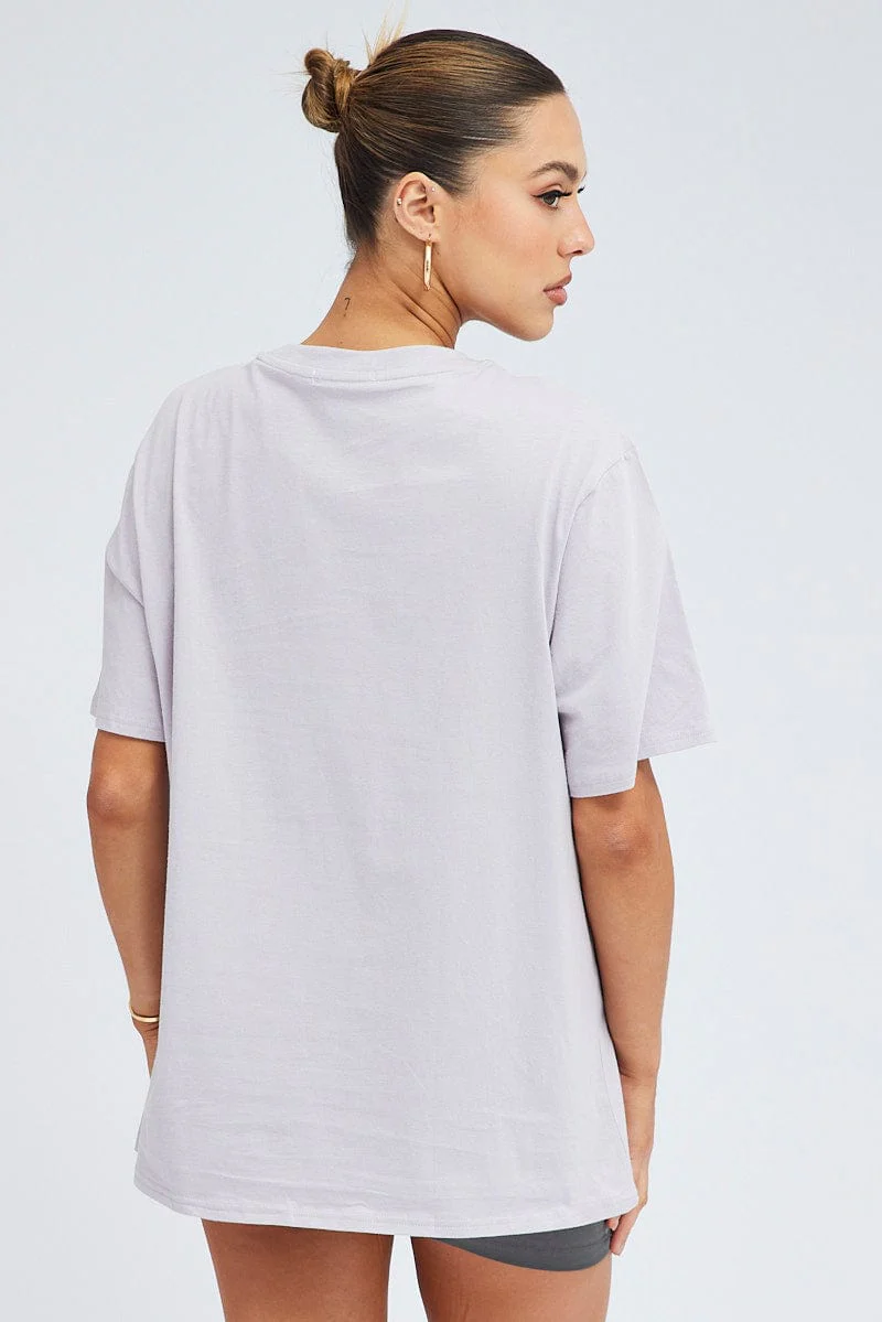 Grey Graphic Tee Short Sleeve Print