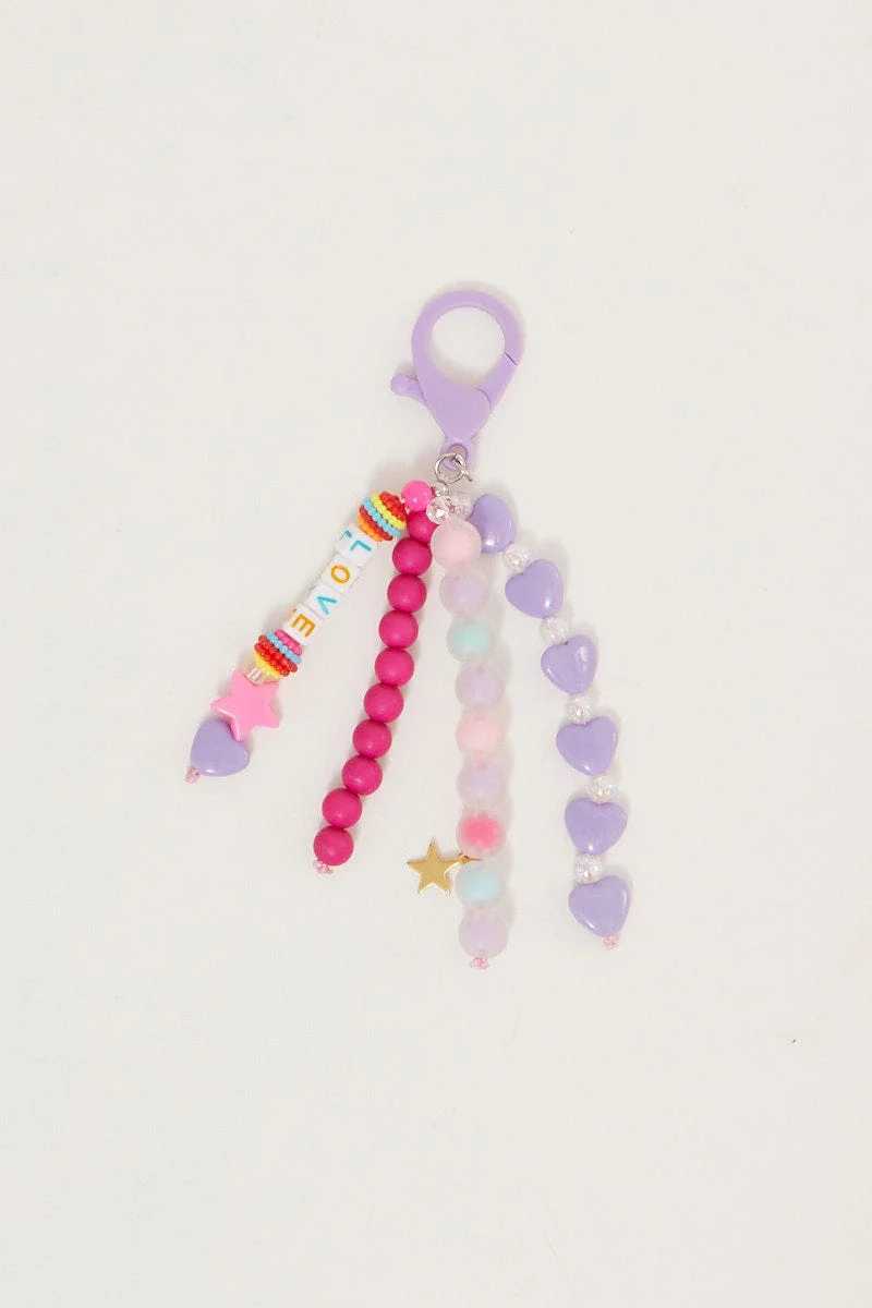 Multi Heart Charm Keyring