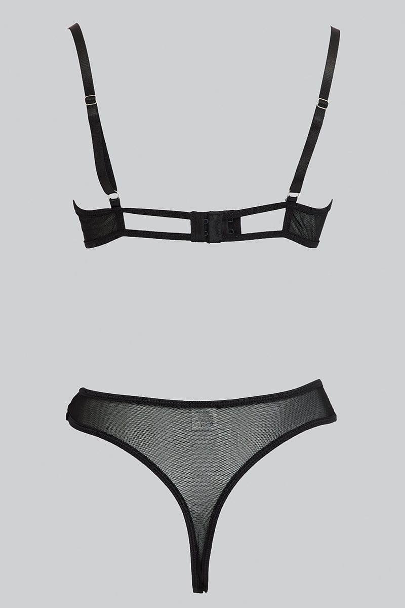Black Embroidered Lingerie Set