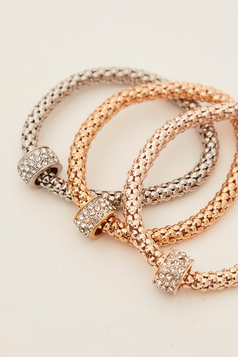 Multi 3 Pack Rhinestone Decor Bracelet