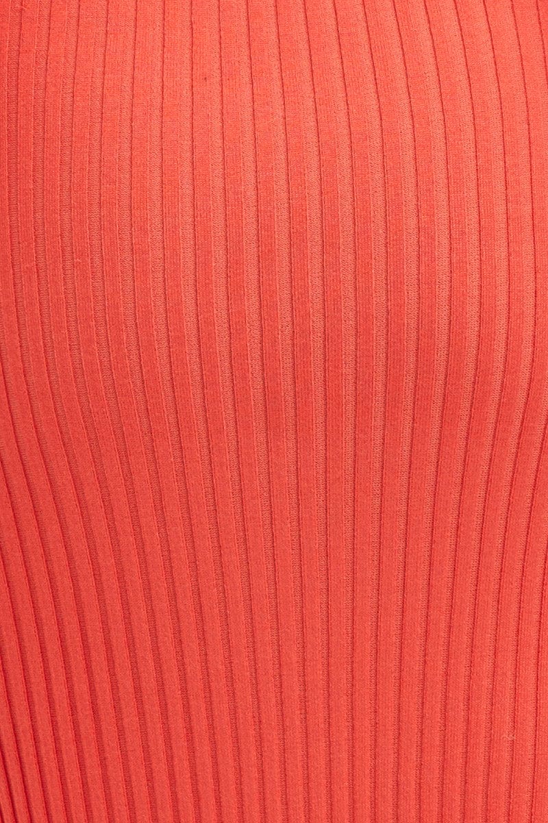 Orange Knit Dress Evening Midi