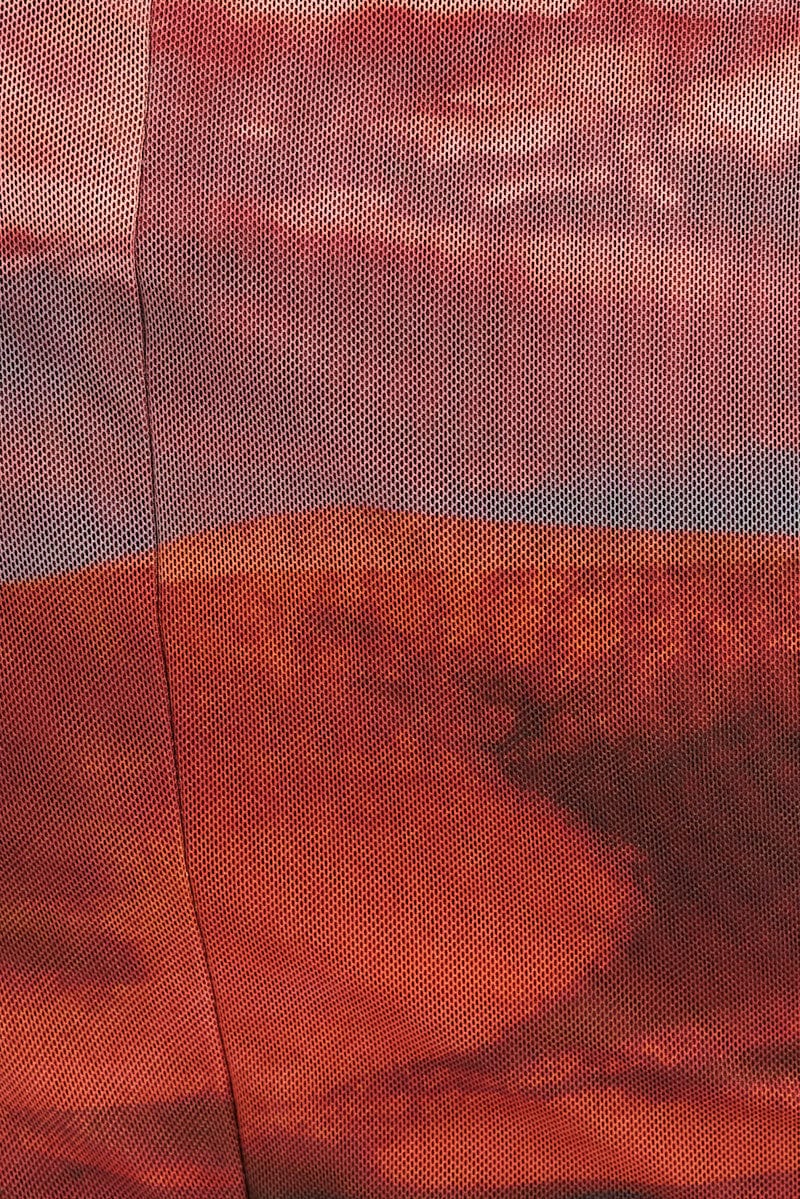 Brown Abstract Midi Dress Short Sleeve Bodycon Mesh