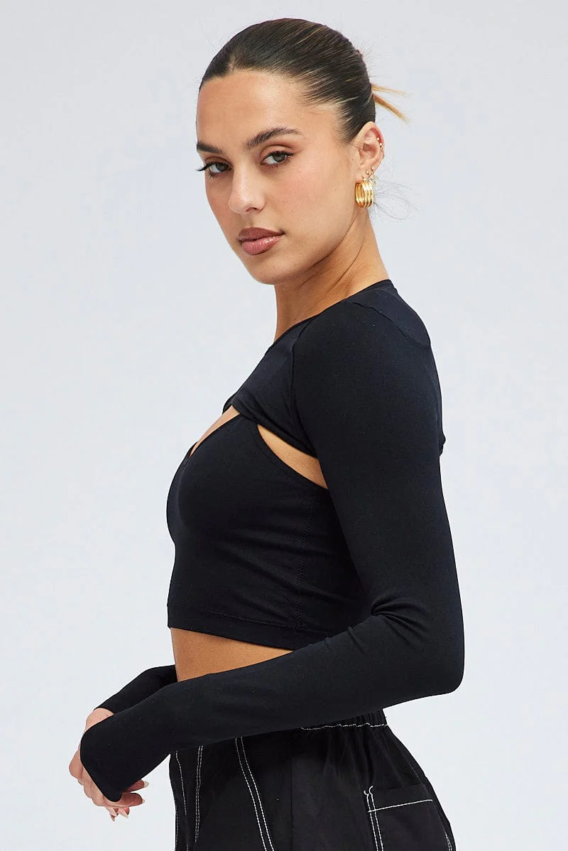 Black Shrug And Cami Top Seamless
