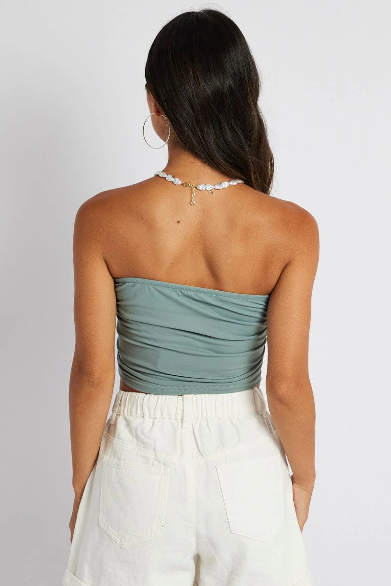 Green Bandeau Top