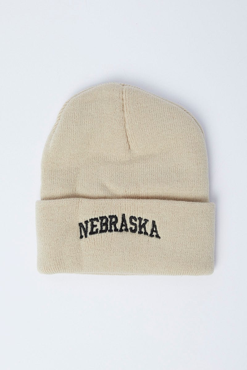 Beige Nebraska Beanie
