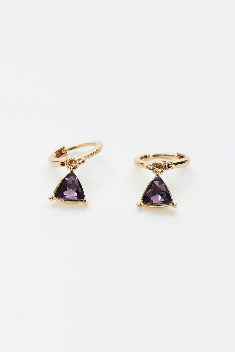 Metallic Nyla Rose Diamante Hoop Earrings
