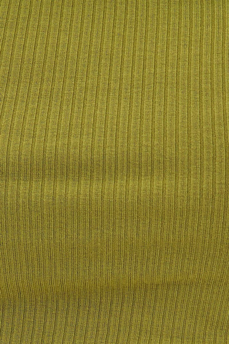 Green Crop Top Drawstring Side Detail Straight Neck