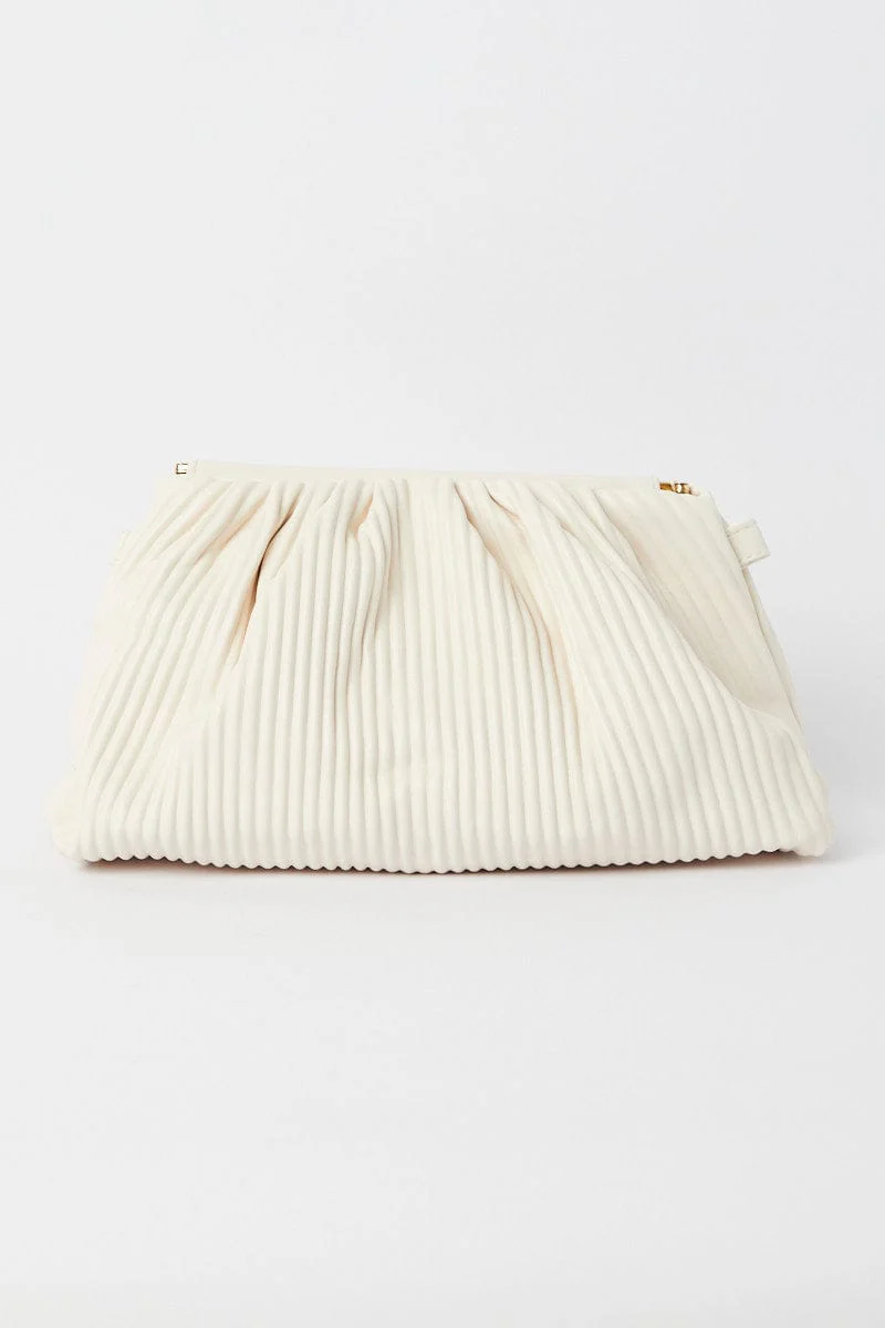 White Ruched Crossbody Bag