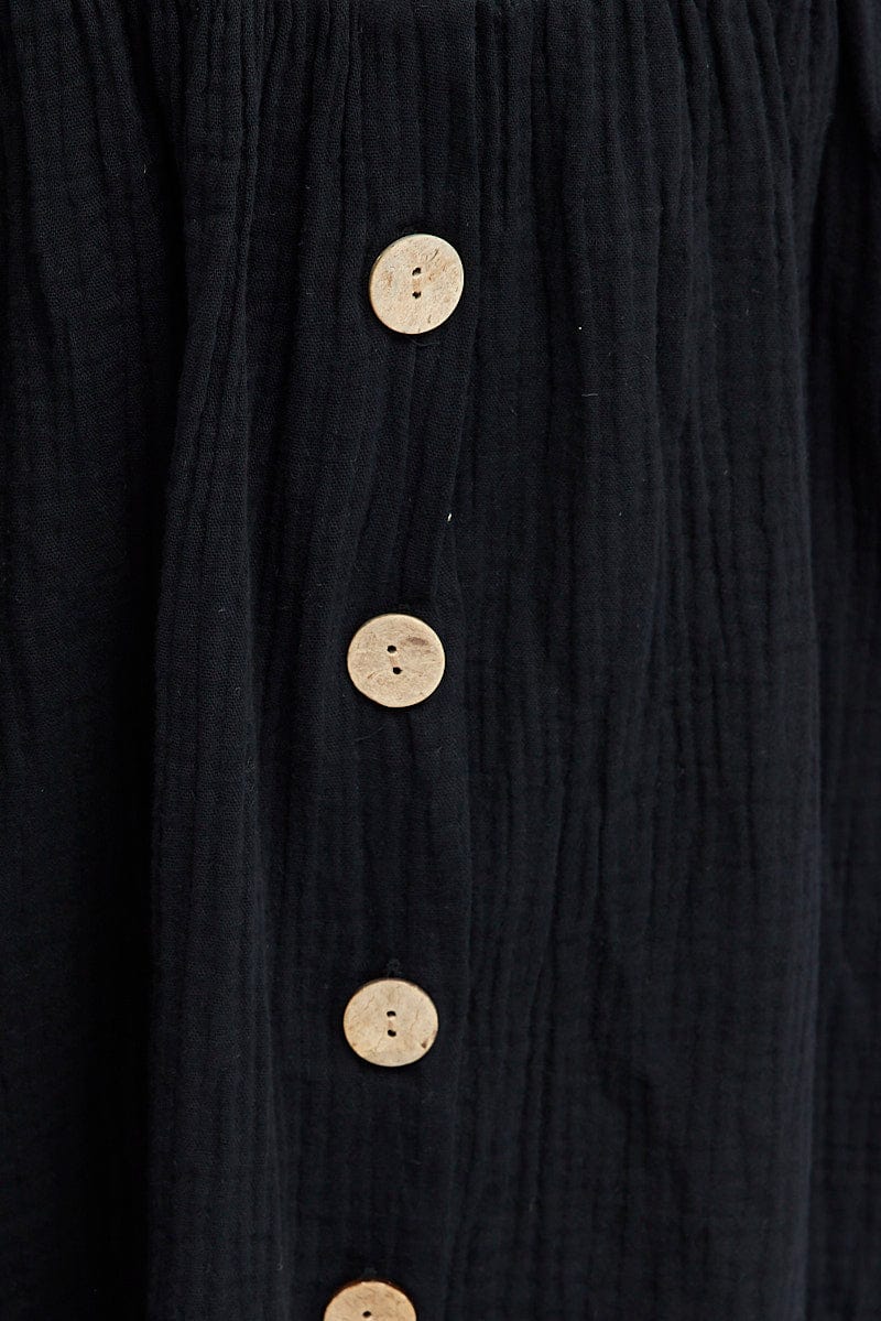 Black Long Sleeve Button Front Dress