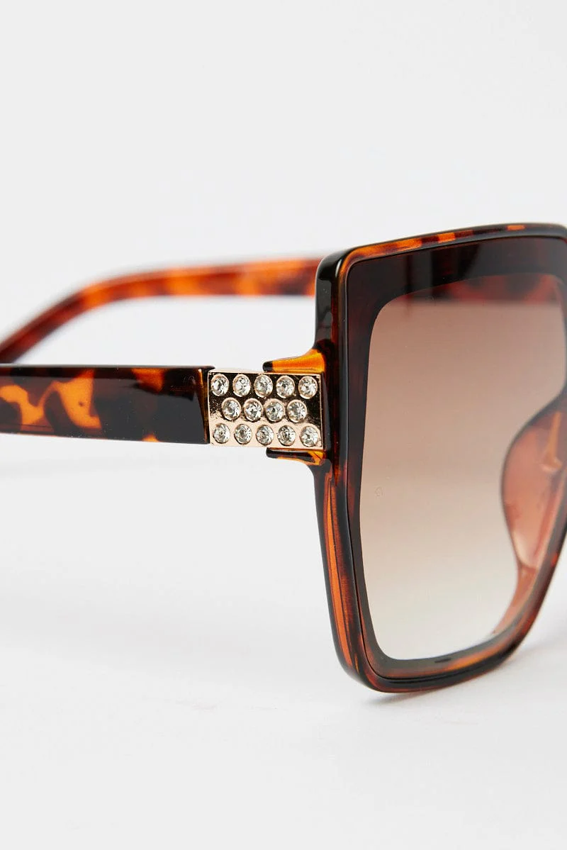 Brown Oversized Square Sunglasses