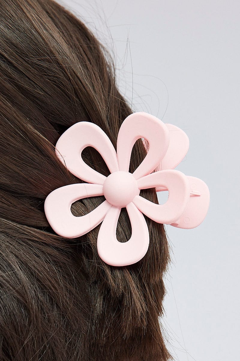 Pink Flower Claw Clip