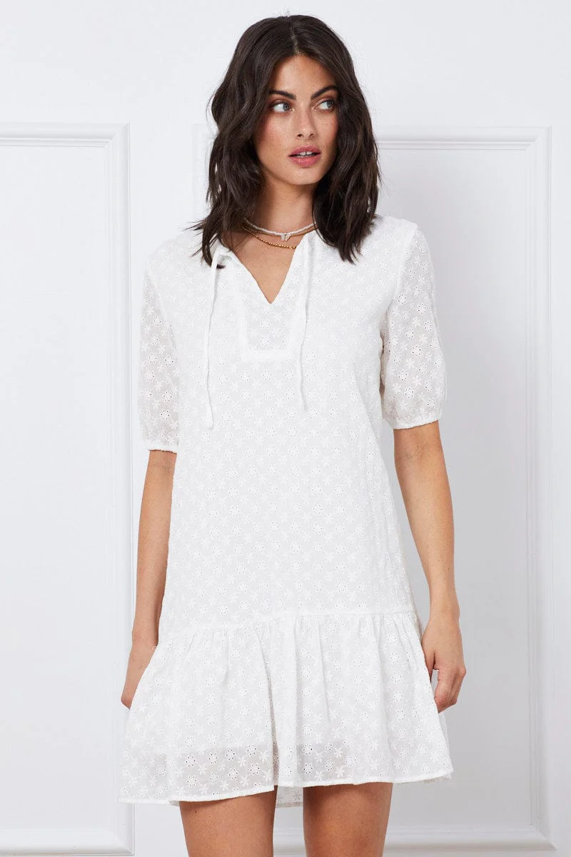 White Mini Dress Short Sleeve