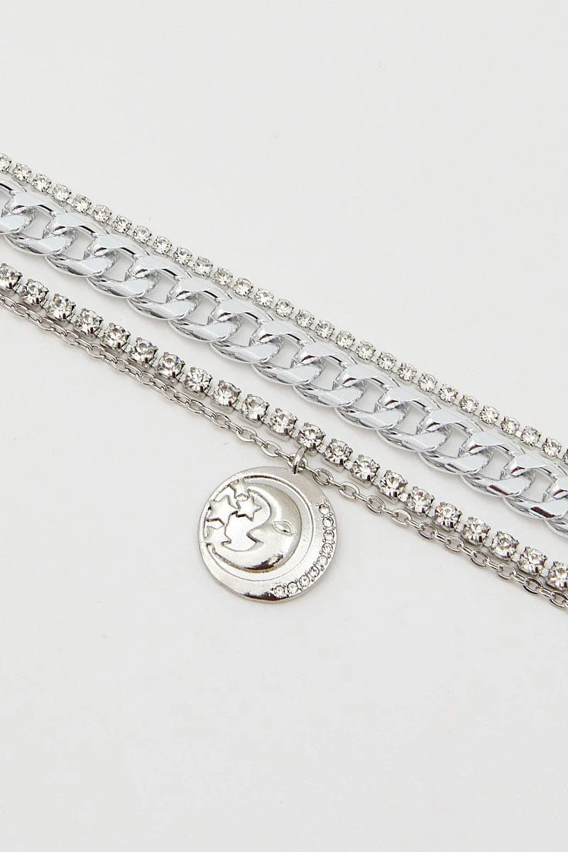 Silver Charm Layered Necklace