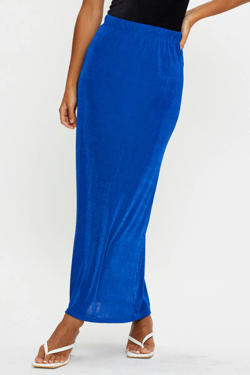 Blue Maxi Skirt High Rise Pencil