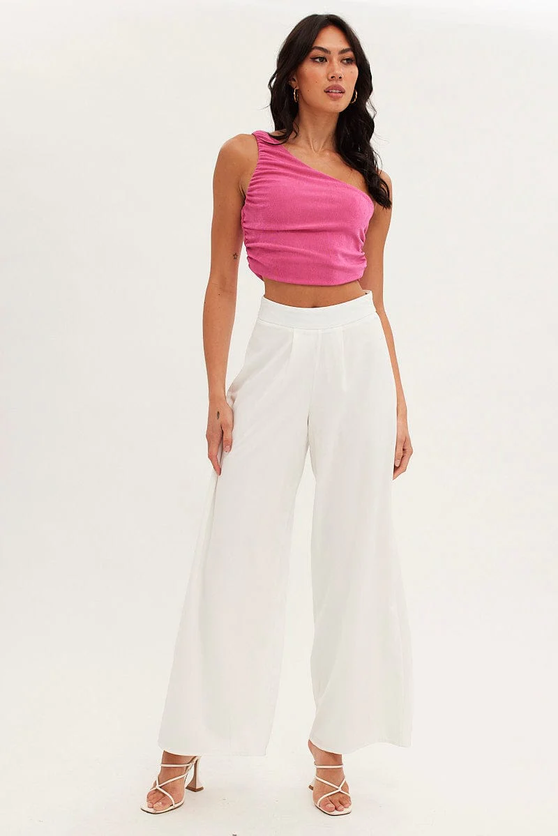 Pink Top One Shoulder Sleeveless Slinky