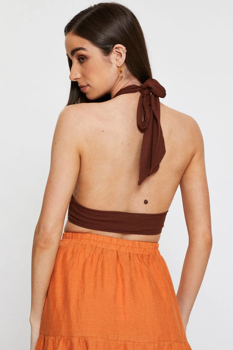 Brown Halter Top